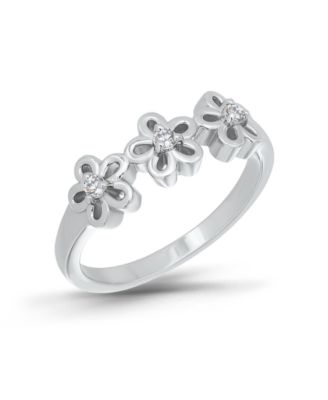 Macy's Cubic Zirconia 3-Flower Open Pinky Ring