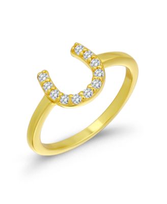 Macy's Cubic Zirconia 14K Gold Plated Pave Cubic Zirconia Horseshoe Pinky Ring