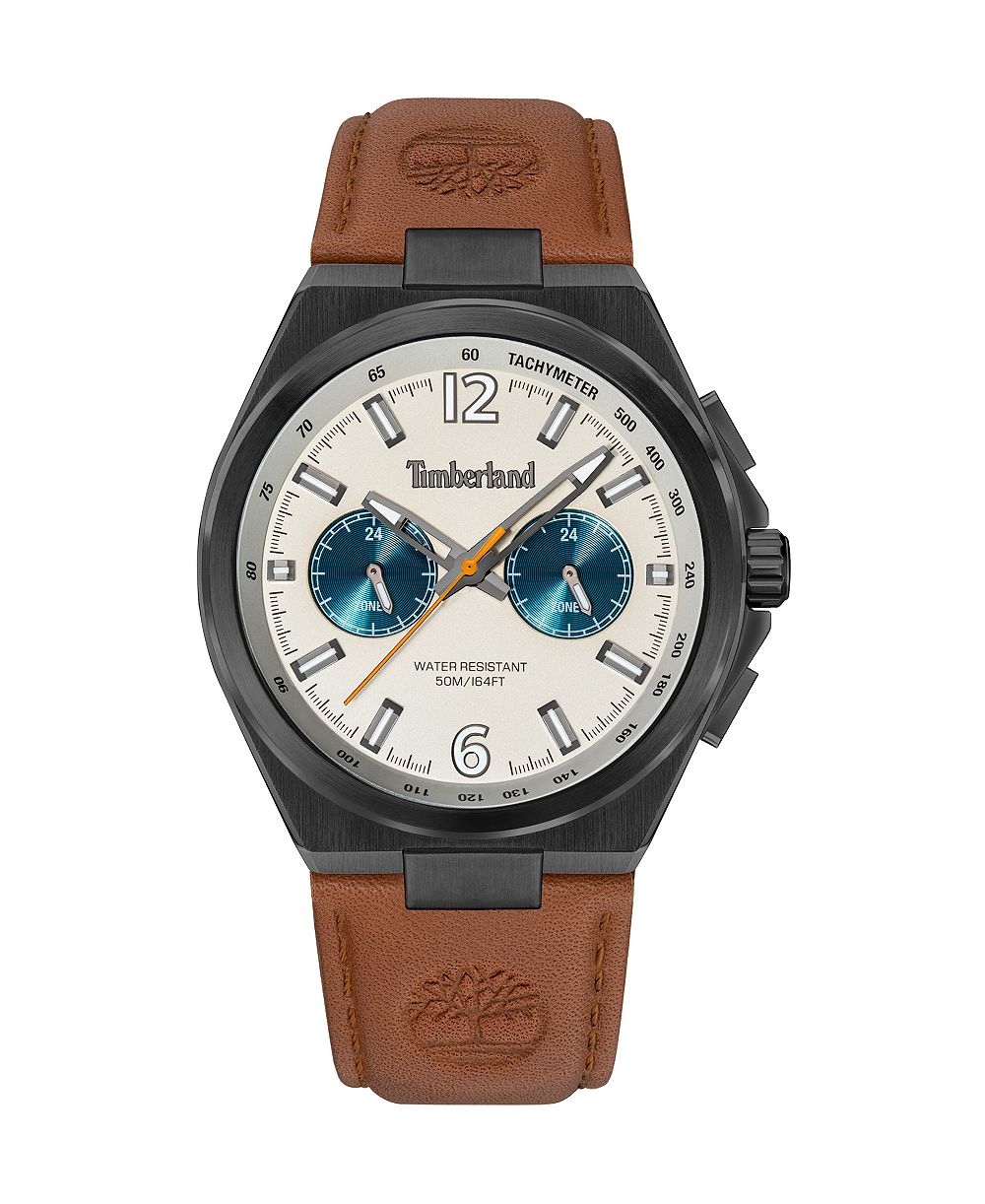 Timberland Men's Quartz Analog Genuine Leather Band Watch 43.5mm