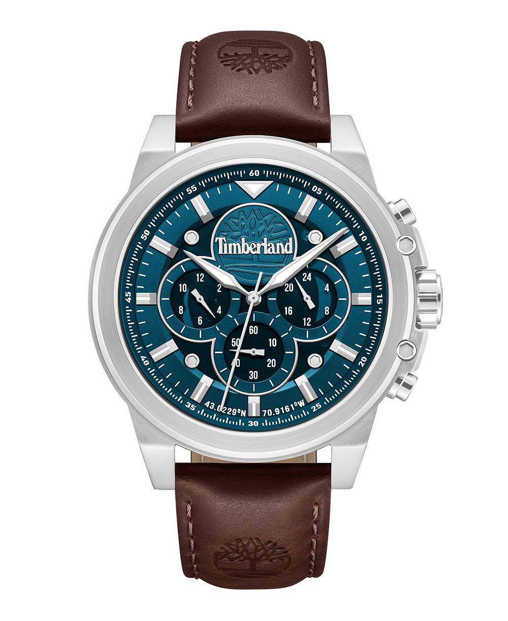 Timberland мужские спортивные кварцевые часы с бежевым кожаным ремешком 46mm