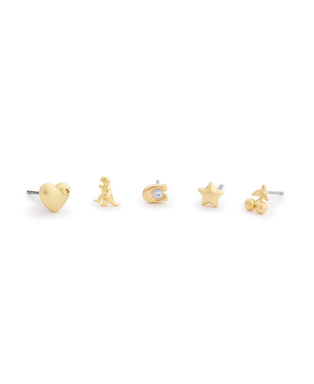 COACH Glass Crystal Gold-Tone Mixed Classic Stud Earrings, 5-Piece Set