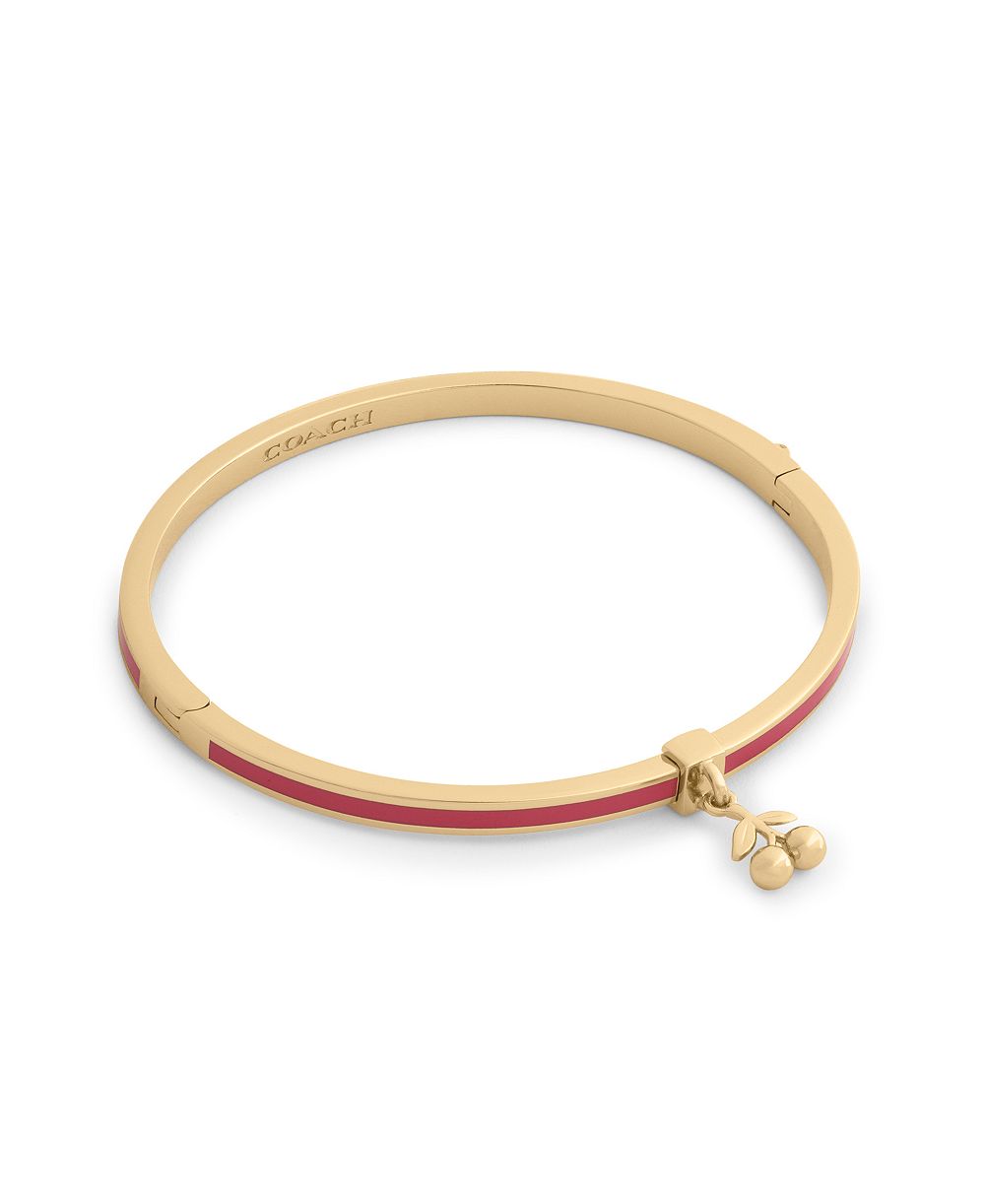 COACH Cubic Zirconia Gold-Tone Charm Bangle Bracelet
