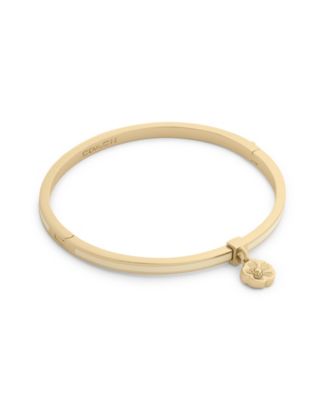 COACH Gold-Tone Rose Enamel Charm Bangle Bracelet