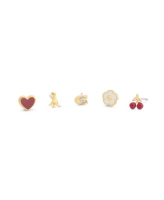 COACH Women's Crystal Gold-Tone Stud Earrings, 5-Piece set