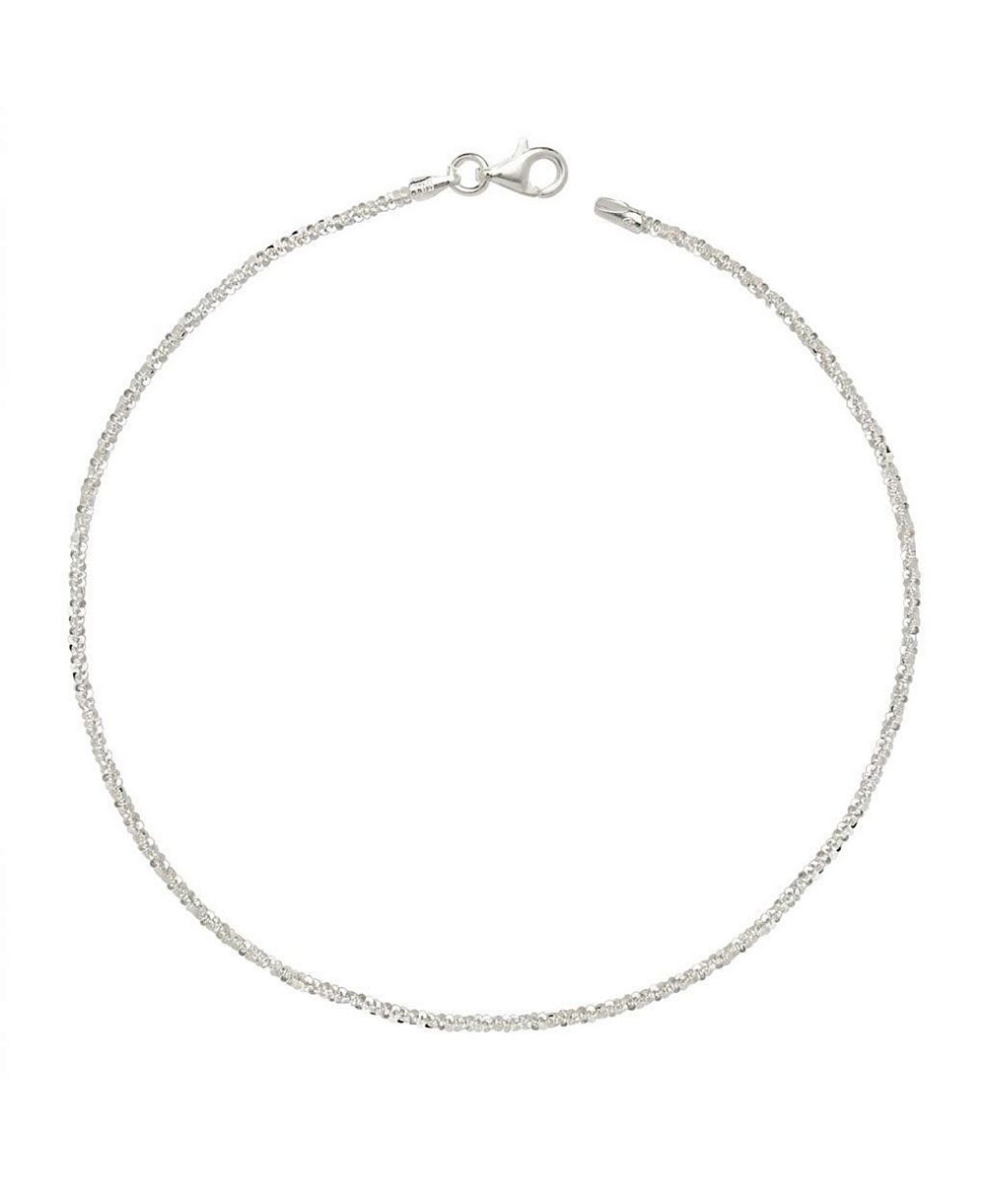 Curata Jewelry Sparkling 2mm Margherita Chain Anklet in Sterling Silver (10")