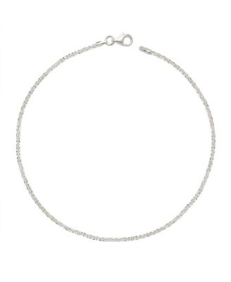 Curata Jewelry Sparkling 2mm Margherita Chain Anklet in Sterling Silver (10")