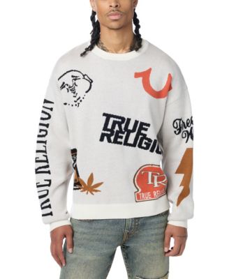 True Religion Men's Multi-Logo Jacquard Knit Sweater