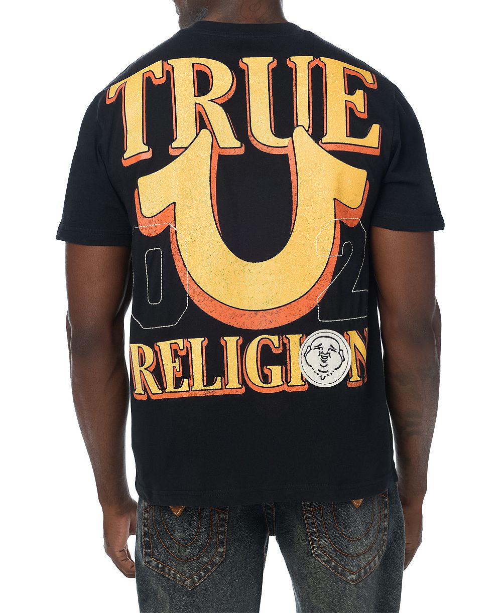 Мужская футболка True Religion с графическим принтом подковы и логотипом в западном стиле, прямой крой