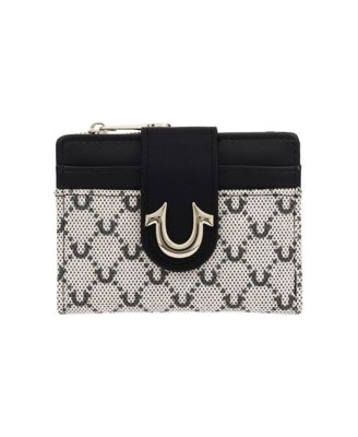 True Religion Signature Horseshoe Tab Monogram Print Bifold Wallet