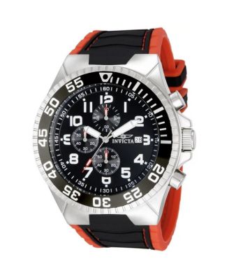 Invicta Men's Quartz Pro Diver Water-Resistant Black/Red Rubber Watch, 52mm