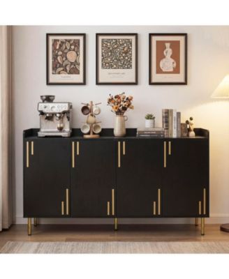 Costway Buffet Cabinet, 55" Long Sideboard with 4 Doors, 5 Metal Legs