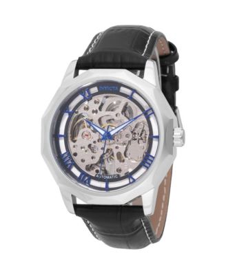 Invicta мужские автоматические часы Objet D Art с скелетон-циферблатом, водонепроницаемые, черный кожаный ремешок, 42 мм