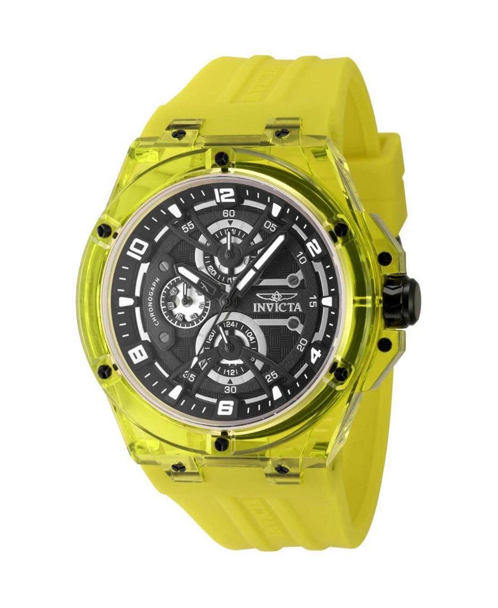 Invicta Men's Quartz Racing Yellow Rubber Band Watch, 46mm