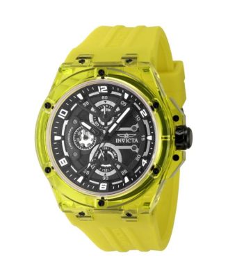 Invicta Men's Quartz Racing Yellow Rubber Band Watch, 46mm