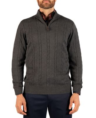 Tailorbyrd Мужской свитер сQuarter Zip в кабельную вязку
