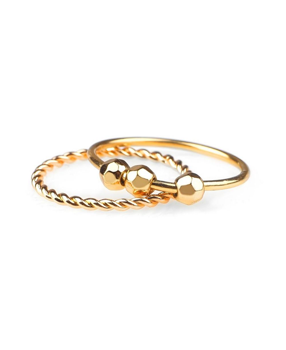 Mint & Lily Gold-Tone Fidget Beaded Stacking Rings, 2-Piece Set