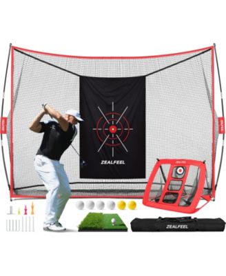 ZEALFEEL Golf Net, 10x7ft Practice Net with Chipping Net, Foldable Mat, Silk Target, 8 Tees, 6 Balls, Carry Bag, Golf Hiting Nets for Backyard Driving