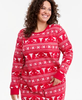 Хлопковый пижамный комплект с оленями и аранским узором, размер plus size, Holiday Lane