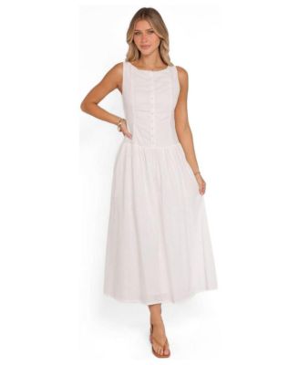 Petal and Pup Women's Evie Drop-Waist Boat-Neckline A-Line Dress