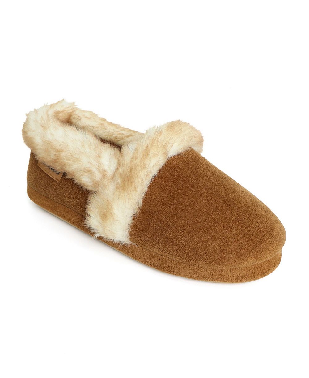Isotoner Signature Women's Blake Microsuede Faux-Fur Indoor-Outdoor Clog Slippers