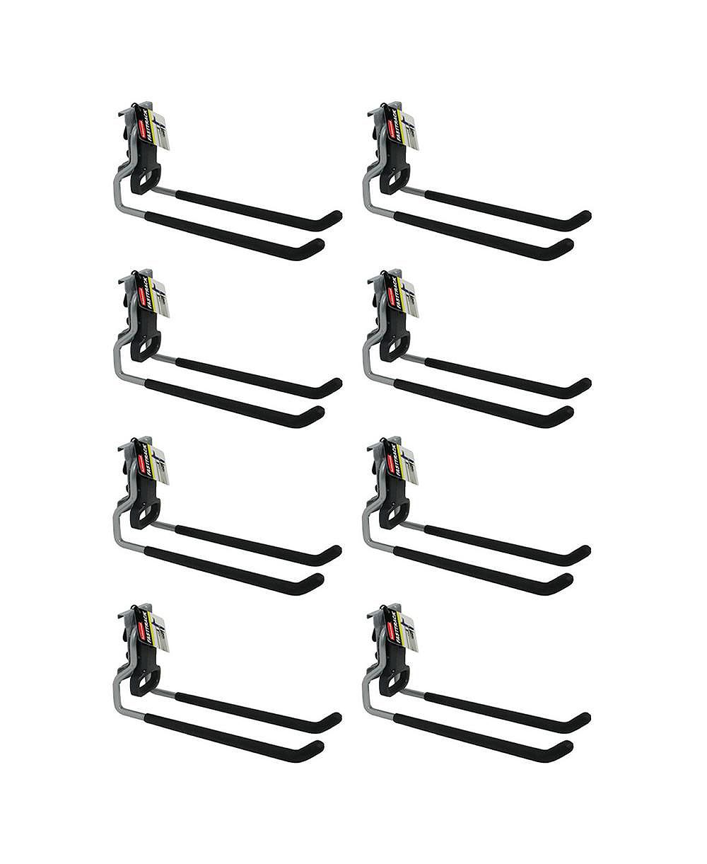 Rubbermaid FastTrack Wall Mounted Garage Storage Utility Multi Hook (8 Pack)