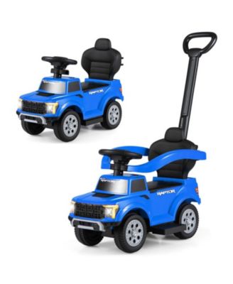 SUGIFT 3-in-1 Toddler Push Car Stroller with LED Lights Ride-On, 55 lbs, Ages 18-36 Months