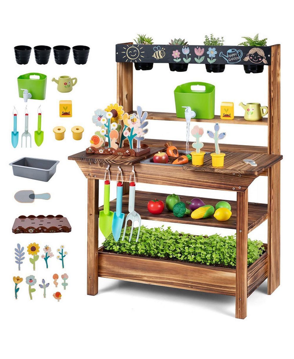 SUGIFT Outdoor Wood Mud Kitchen, Ages 3+