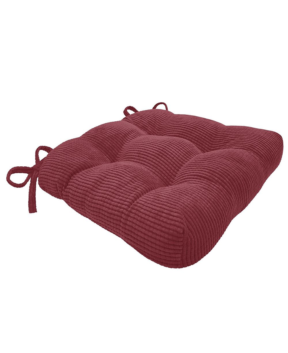 Kate Aurora Luxe Living Plush Solid Colored Textured Stain Resistant Chair Cushions Pads With Tear Proof Ties - 6 Piece