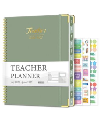 DANRONG Academic Year Teacher Planner Lesson Plan Book Spiral Hardcover Calendar Checklists Stickers