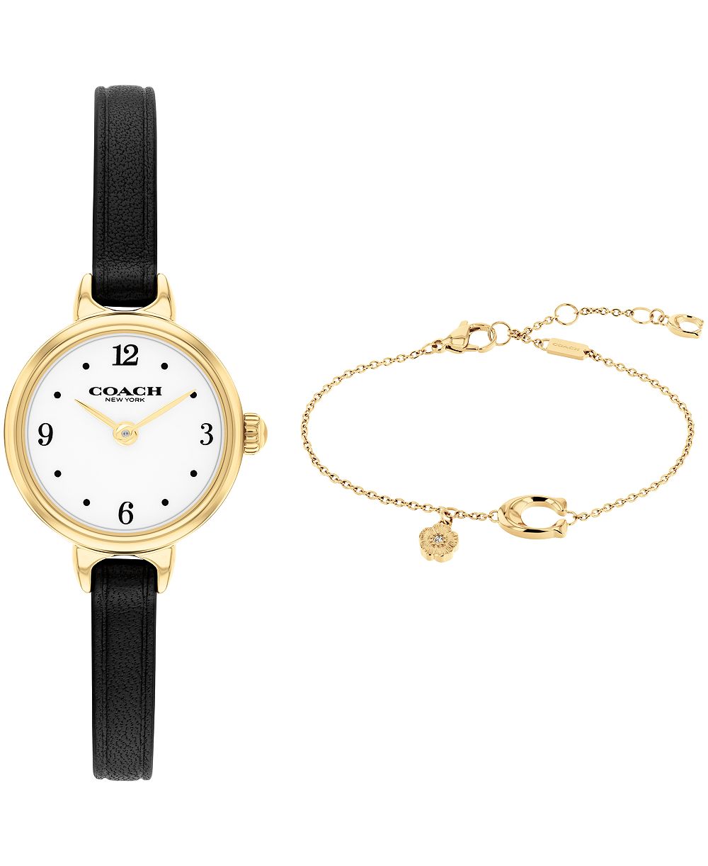 Женские часы COACH Quartz Iris из телячьей кожи, черный циферблат, 22.5 мм