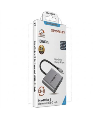 USB-C концентратор SEVORLEY MaxDrive 3 3-в-1 4K HDMI 100W Power Delivery для устройств USB-C