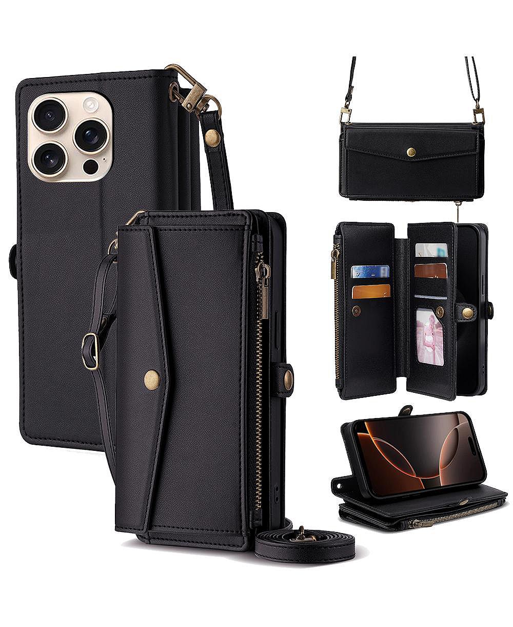 Artudatech Card Holder Wrist and Crossbody Straps Wallet Case for Apple iPhone 12-17