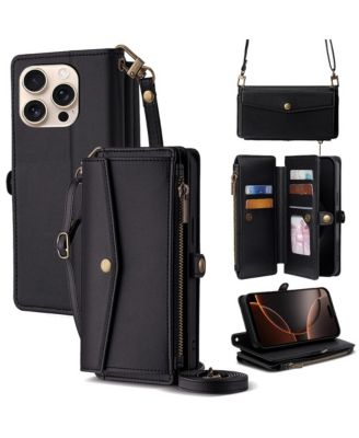Artudatech Card Holder Wrist and Crossbody Straps Wallet Case for Apple iPhone 12-17
