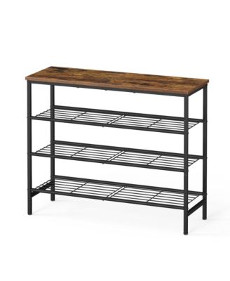 SongmicsHome Shoe Rack, 4-Tier Metal Storage Organizer for 12-16 Pairs, 29.5 x 11.8 x 27.2 Inches