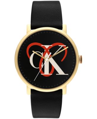 Calvin Klein Unisex Quartz High Noon Black Leather Watch 40mm
