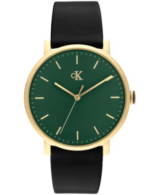 Мужские кварцевые часы Calvin Klein с черным кожаным ремешком, 40 мм