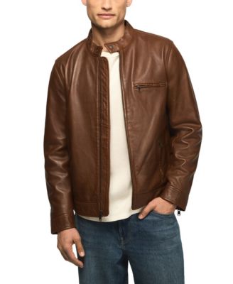 Lucky Brand Men's Bonneville Full-Grain Leather Moto Jacket