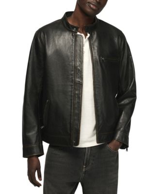 Lucky Brand Men's Bonneville Full-Grain Moto Leather Jacket