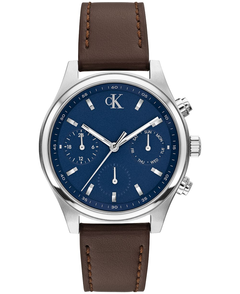 Calvin Klein Men's Quartz Chronograph Brown Leather Watch 38mm