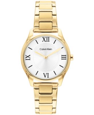 Calvin Klein Women's Sculpted Essentials Quartz Gold-Tone Stainless Steel Bracelet Watch 28mm
