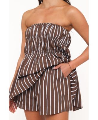 Petal and Pup Women's Willoughby Strapless Striped Top and Shorts, 2-Piece Set