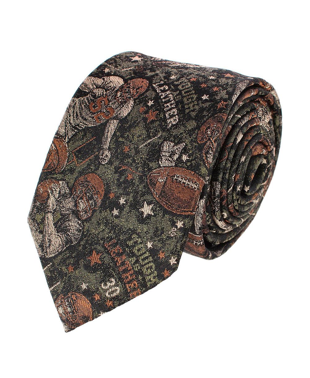 TRAFALGAR Men's Tough As Leather Football Silk Slim Tie