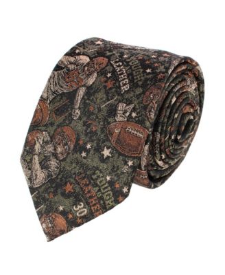TRAFALGAR Men's Tough As Leather Football Silk Slim Tie