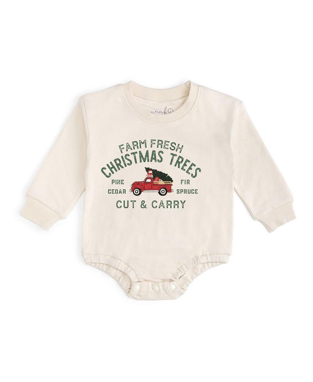 Sweet Wink Baby Boys' Farm Fresh Christmas Tree Patch Crewneck Long-Sleeve Romper