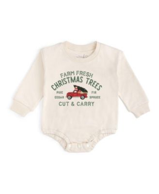 Sweet Wink Baby Boys' Farm Fresh Christmas Tree Patch Crewneck Long-Sleeve Romper