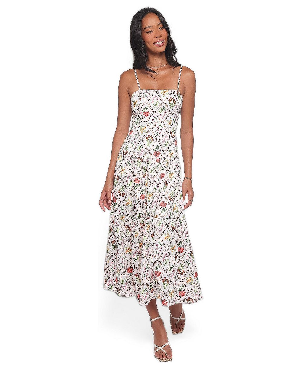 Petal and Pup Women's Botanique Floral-Print A-Line Square Neck Midi Dress
