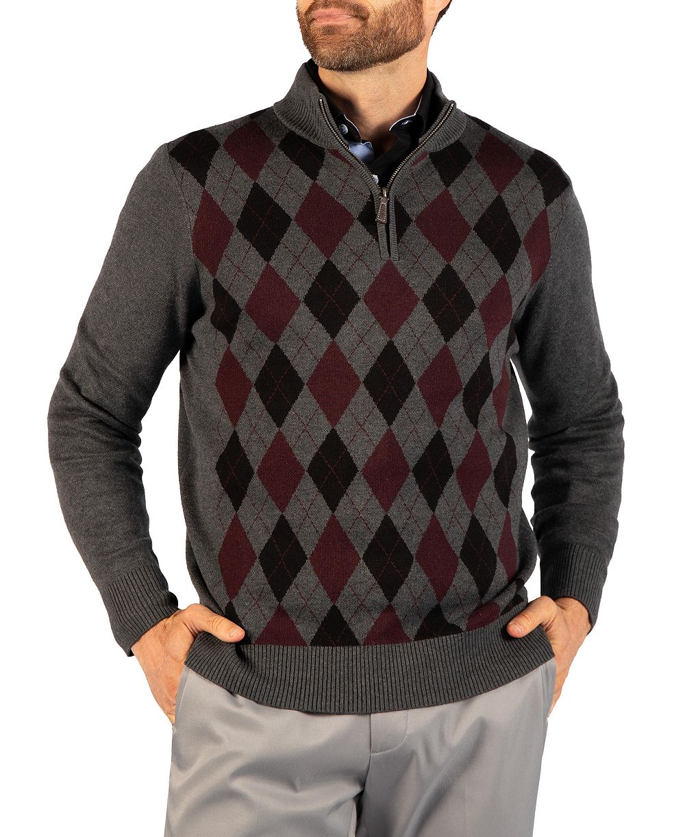 Tailorbyrd Men's Argyle Quarter Zip