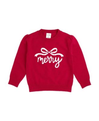 Sweet Wink Baby Girls' Merry Bow Crewneck Long-Sleeve Holiday Sweater