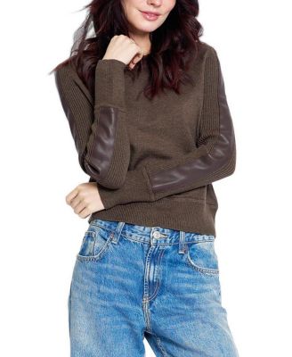 Central Park West Women's Vesper Faux-Leather Panel Sweater