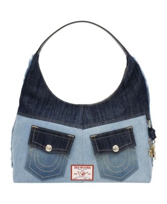 Большая сумка-хобо True Religion Color Block Denim Large Hobo Bag